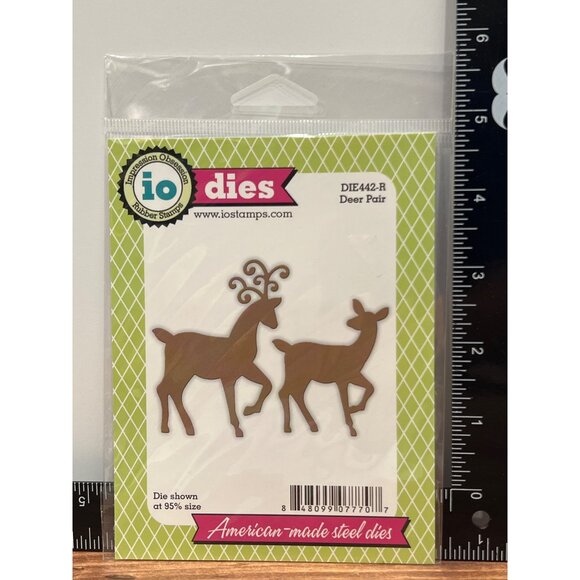 HTF RARE Deer Pair Steel Dies By IO Stamps - Die442-R Christmas Holiday - Picture 1 of 2